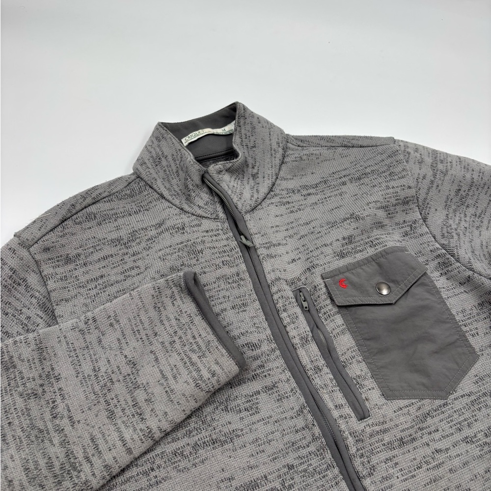 Criquet Men's M Gray Cotton Knit Polyester Lined Full Zip Jacket